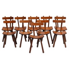 Used 11 French 1960s Solid and Laminated Wood Chairs