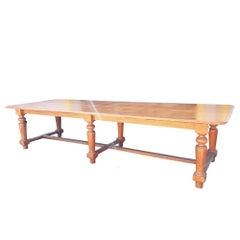11 ft Hand-Carved Oak South Shore Massachusetts Long Farmhouse Dining Table