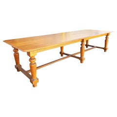 11 ft Hand-Carved Oak South Shore Massachusetts Long Farmhouse Dining Table