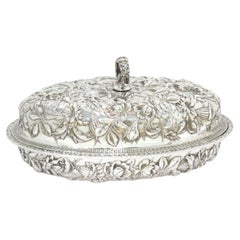Sterling Silver S. Kirk & Son Antique Floral Repousse Covered Serving Dish