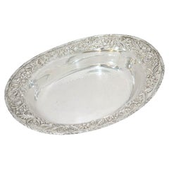 Sterling Silver S. Kirk & Son Antique Floral Repousse Oval Serving Dish