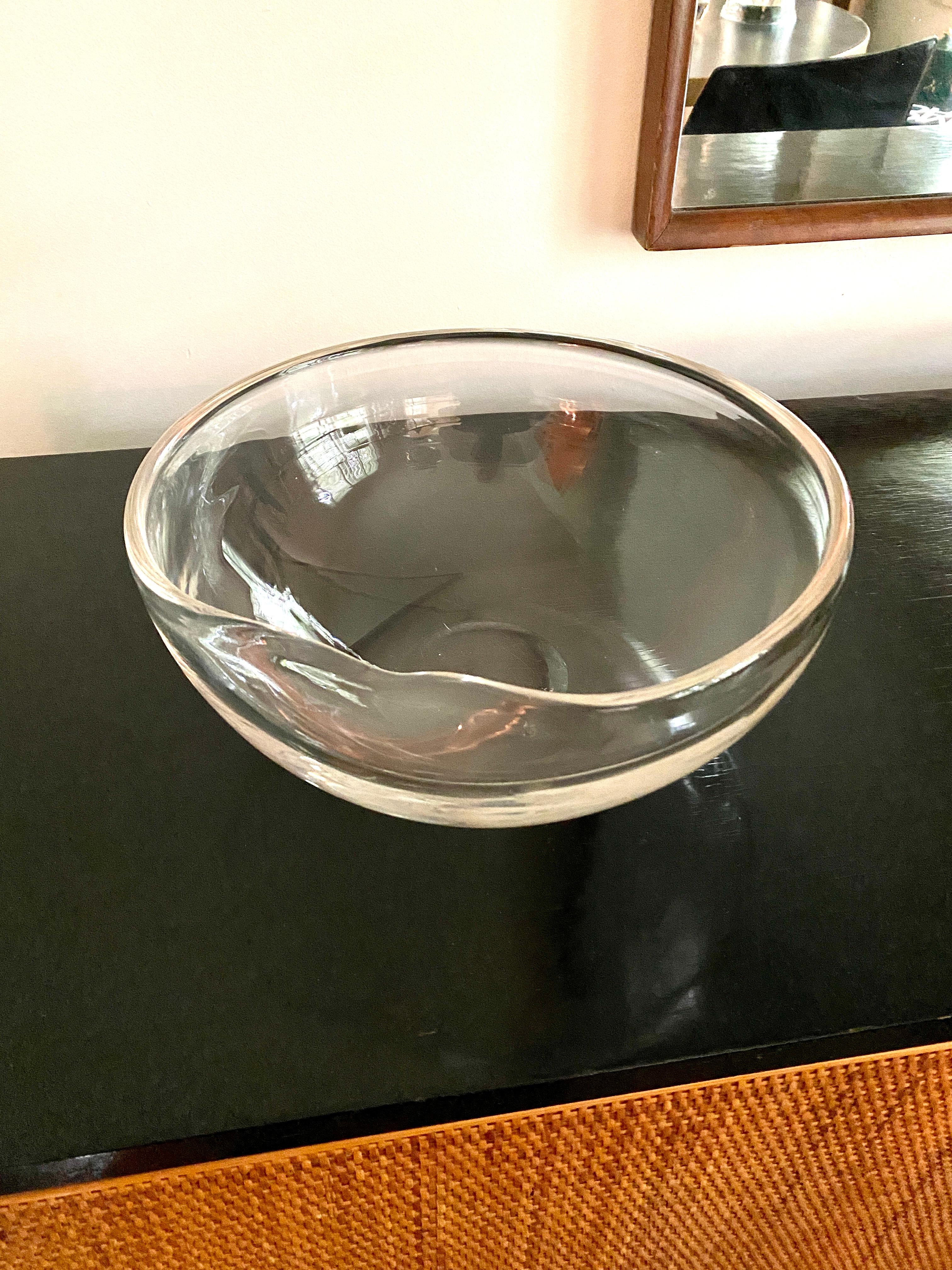 Clear Crystal Tumb Print Bowl Designed by Elsa Peretti for Tiffany In Good Condition For Sale In Doraville, GA