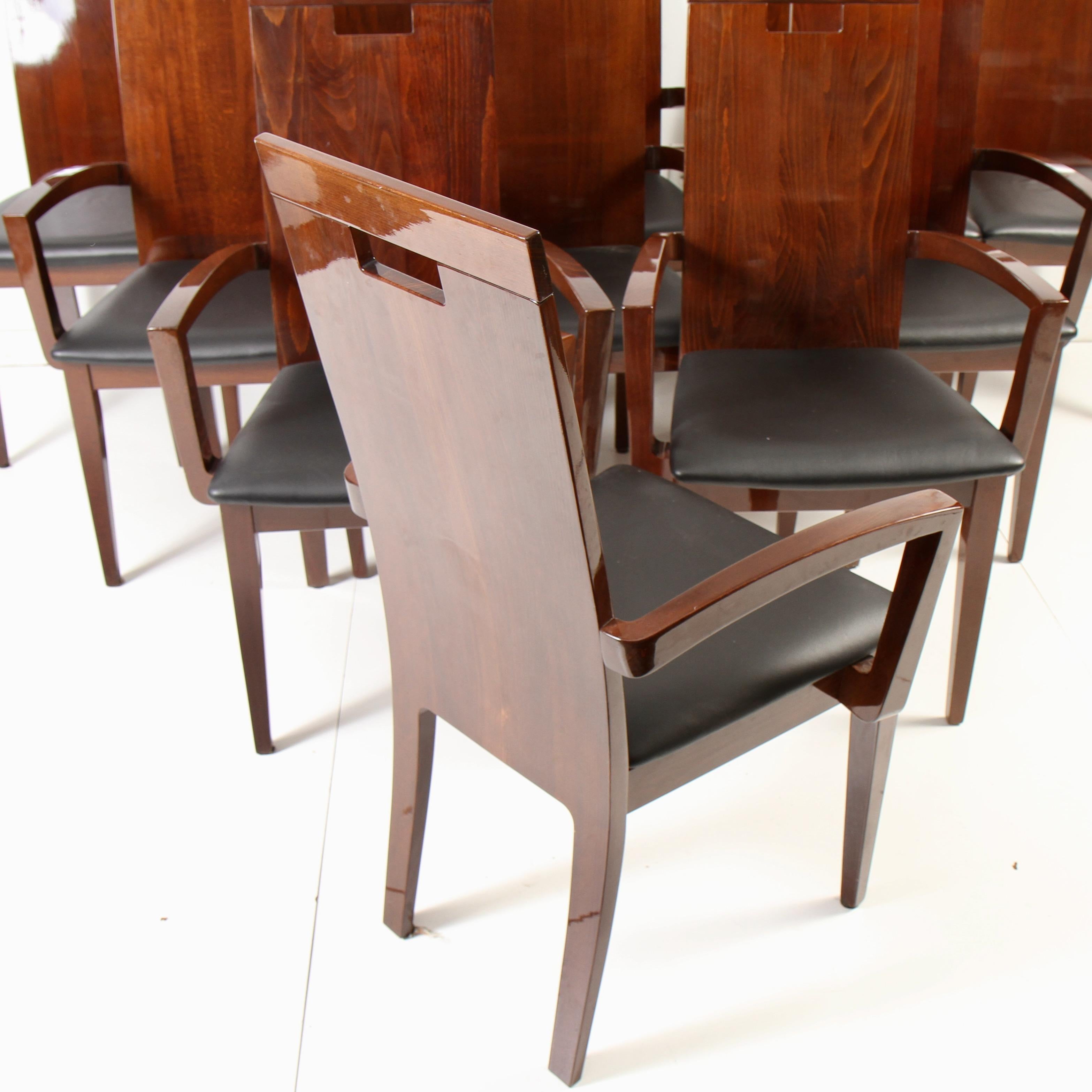 Modern 11 Italian High Back Walnut Dining Chairs by Excelsior Designs