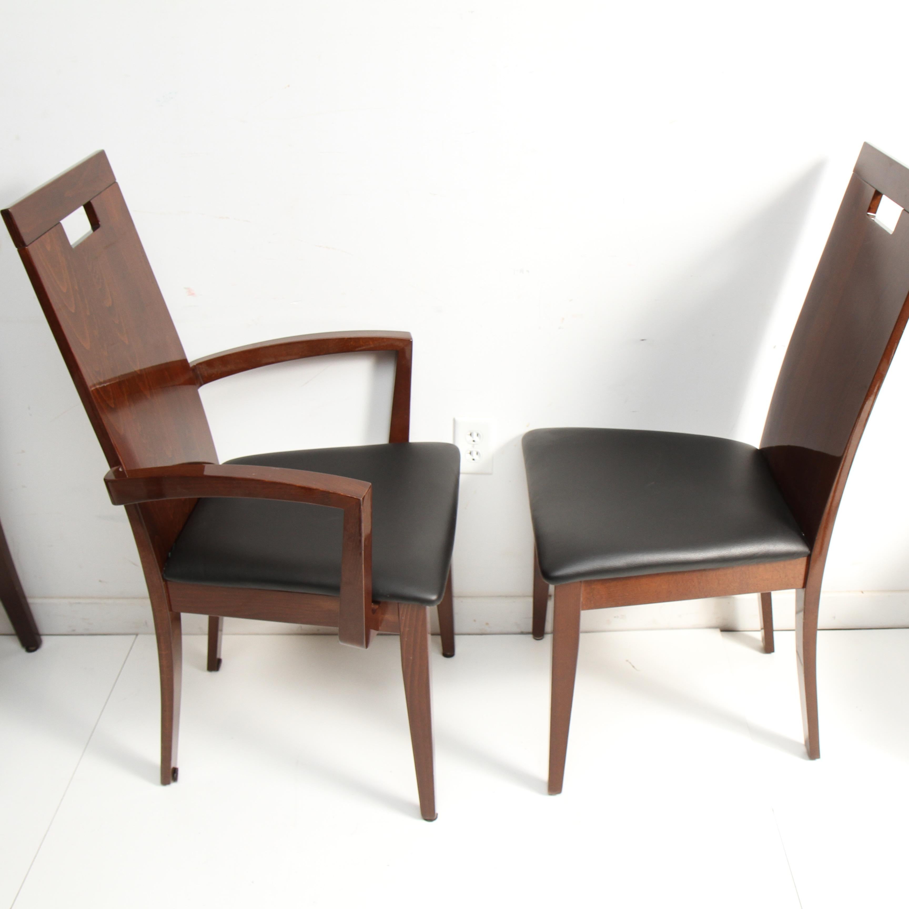 Contemporary 11 Italian High Back Walnut Dining Chairs by Excelsior Designs