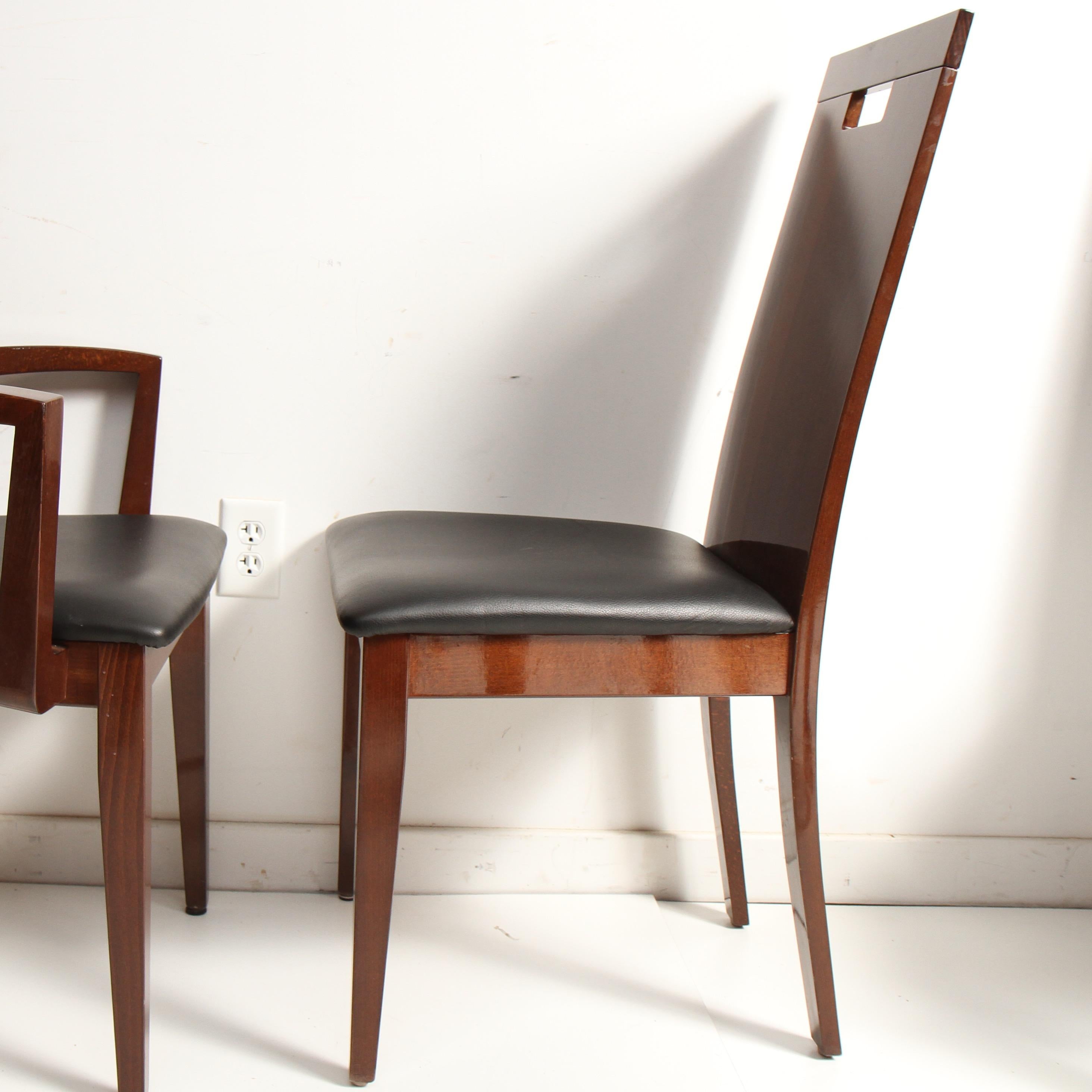 Leather 11 Italian High Back Walnut Dining Chairs by Excelsior Designs For Sale