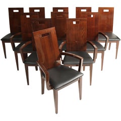 11 Italian High Back Walnut Dining Chairs by Excelsior Designs