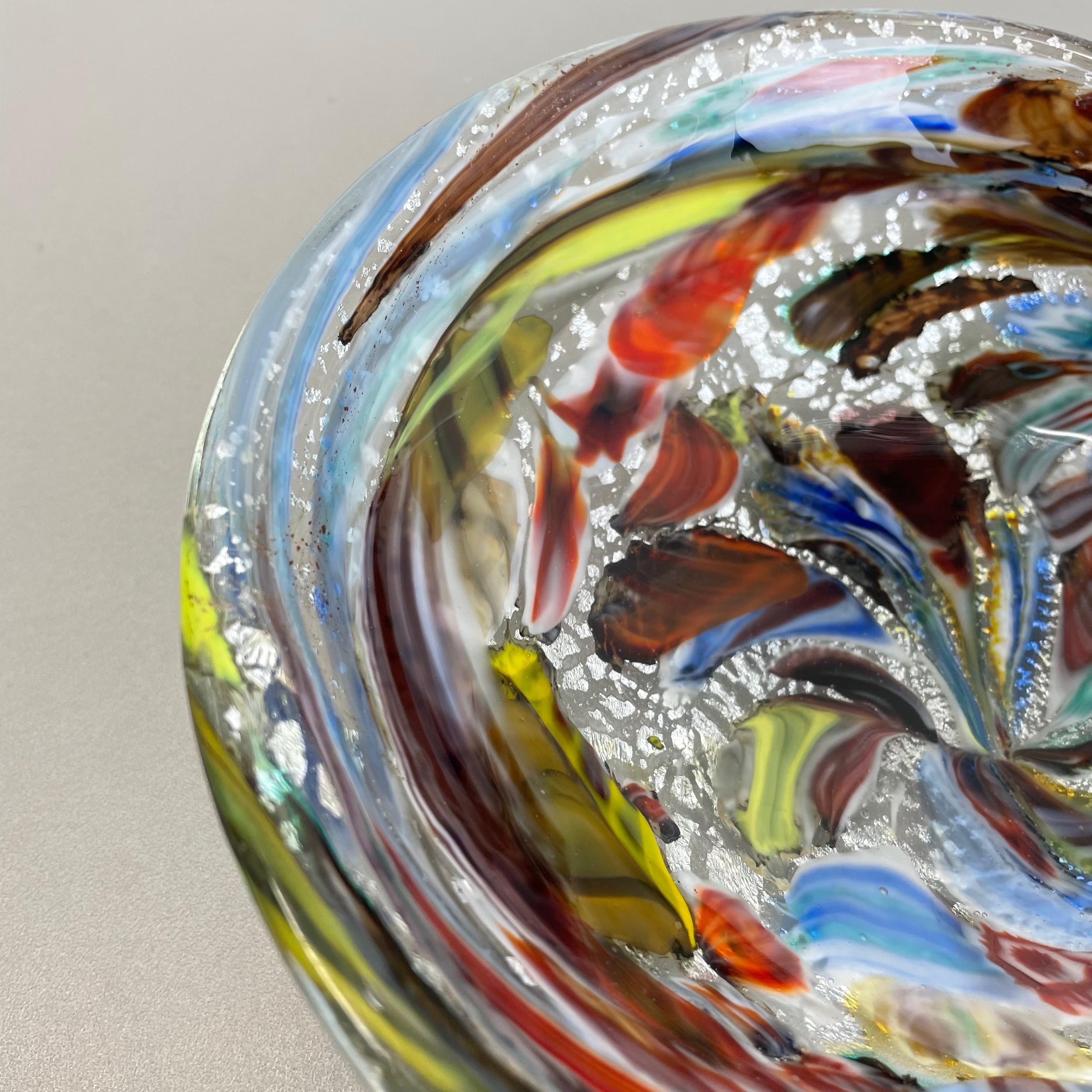 1, 1 kg Murano Glass Bowl silver Flakes Shell Ashtray by Dino Martens Italy 1960s For Sale 4