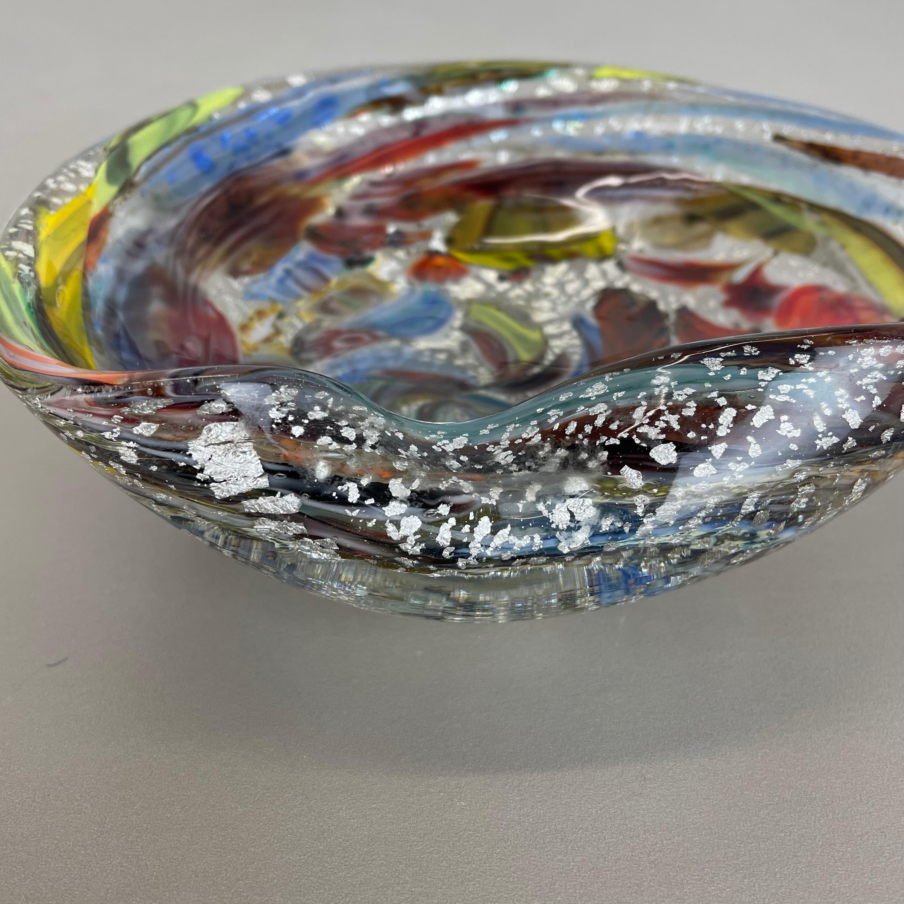 1, 1 kg Murano Glass Bowl silver Flakes Shell Ashtray by Dino Martens Italy 1960s For Sale 7