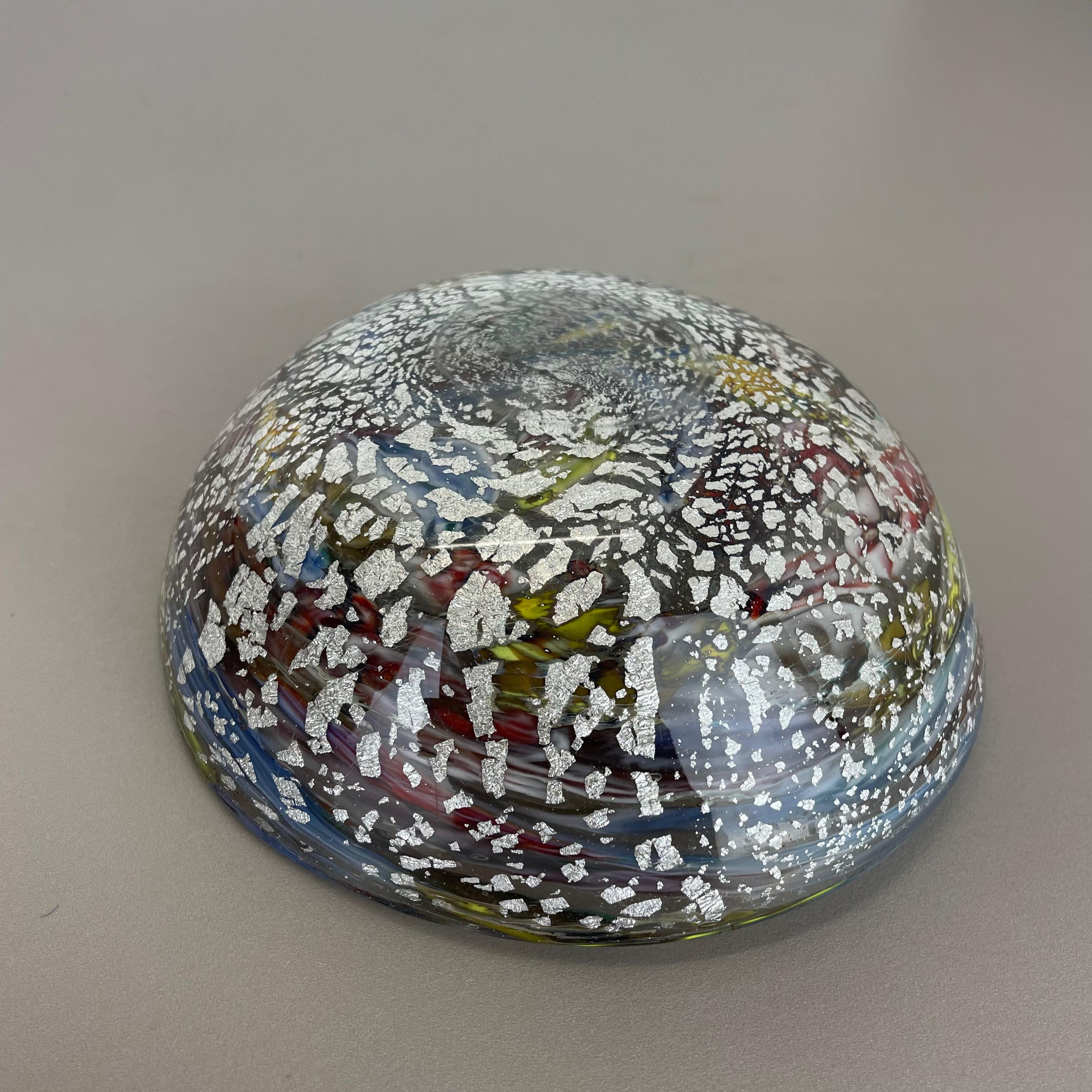 1, 1 kg Murano Glass Bowl silver Flakes Shell Ashtray by Dino Martens Italy 1960s For Sale 10