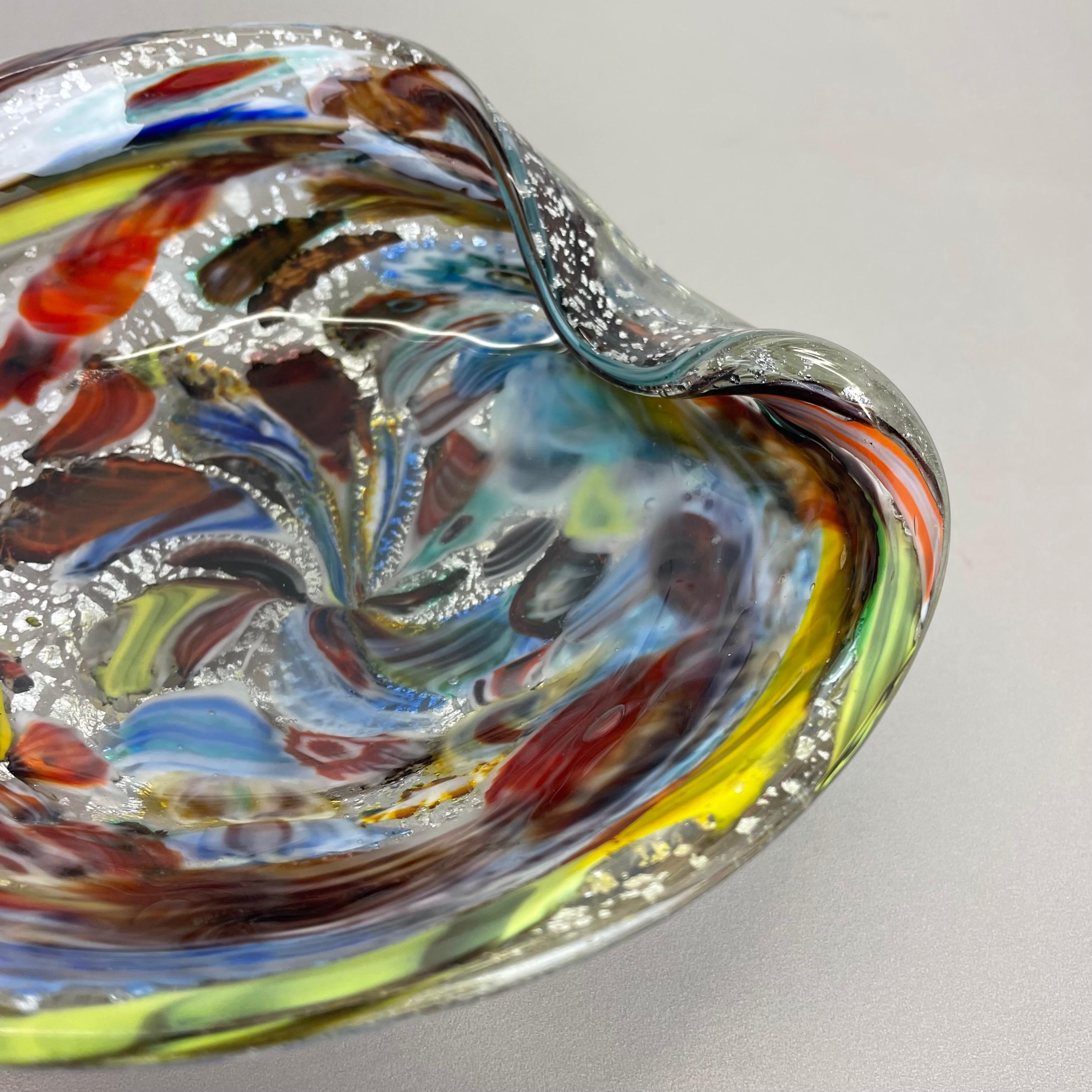 1, 1 kg Murano Glass Bowl silver Flakes Shell Ashtray by Dino Martens Italy 1960s For Sale 1