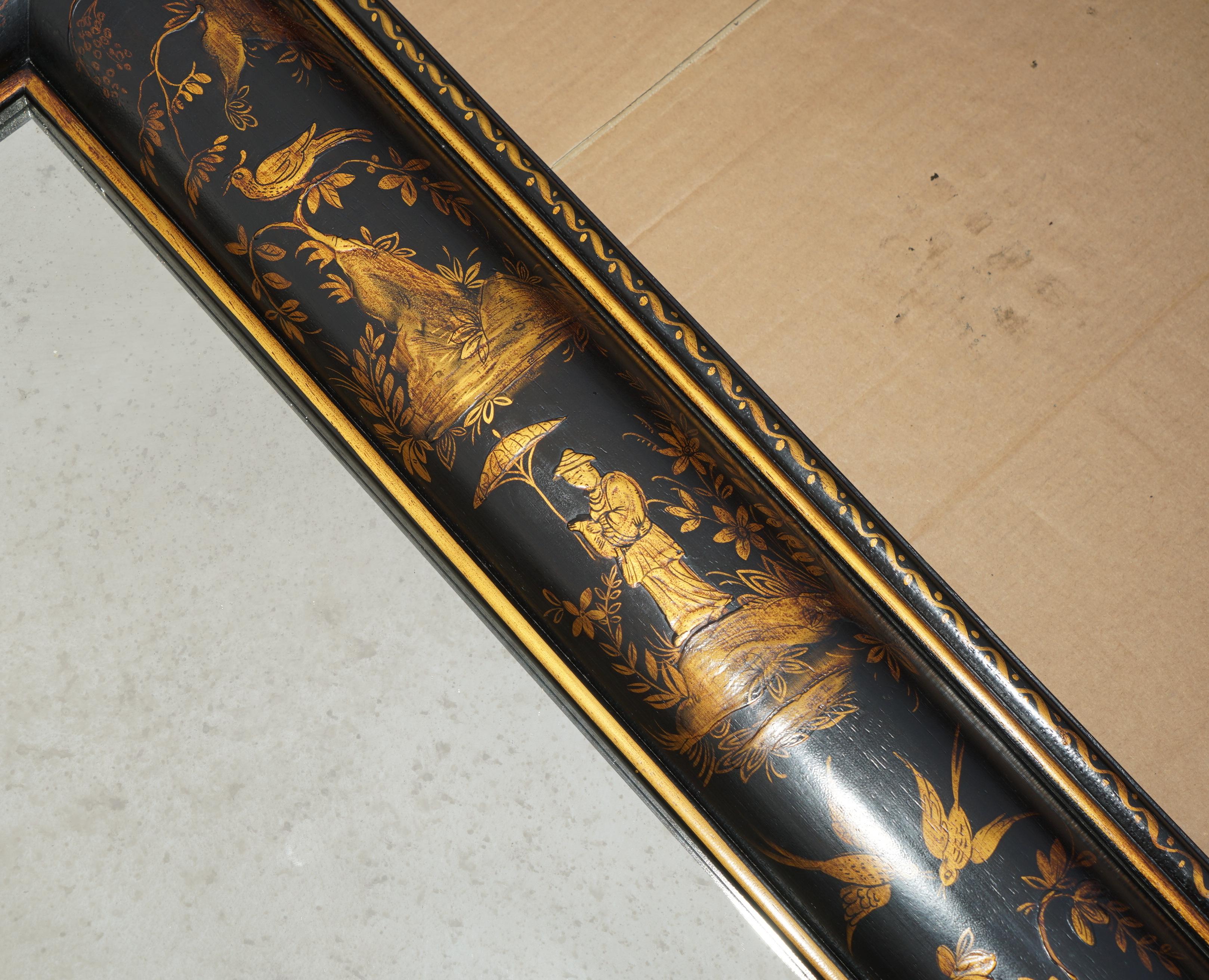 1.1 METRE MIROIR CHINOISERIE EN COUSSIN AVEC PEINTURES ORNALES A LA MAIN en vente 4