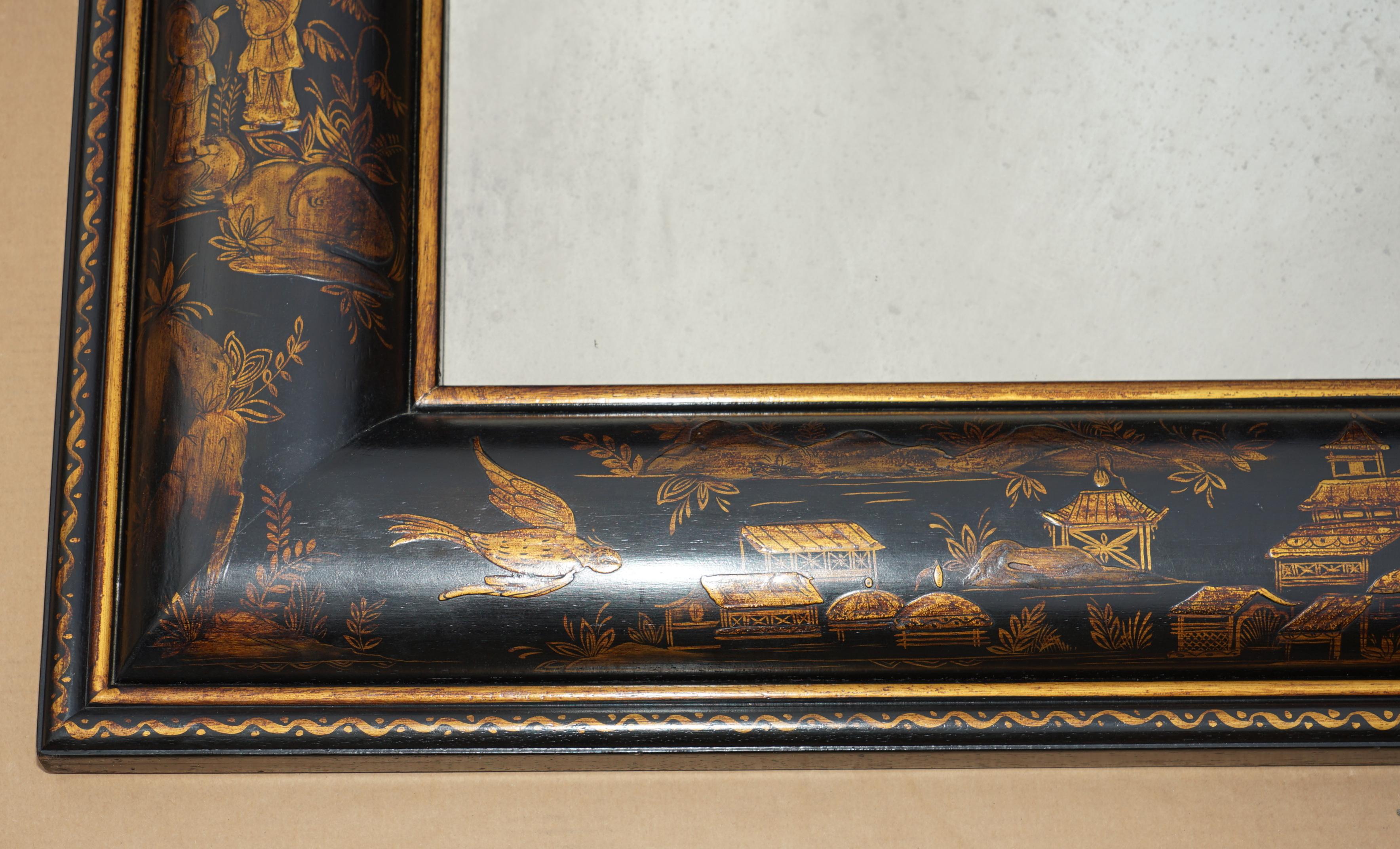 1.1 METRE MIROIR CHINOISERIE EN COUSSIN AVEC PEINTURES ORNALES A LA MAIN en vente 6