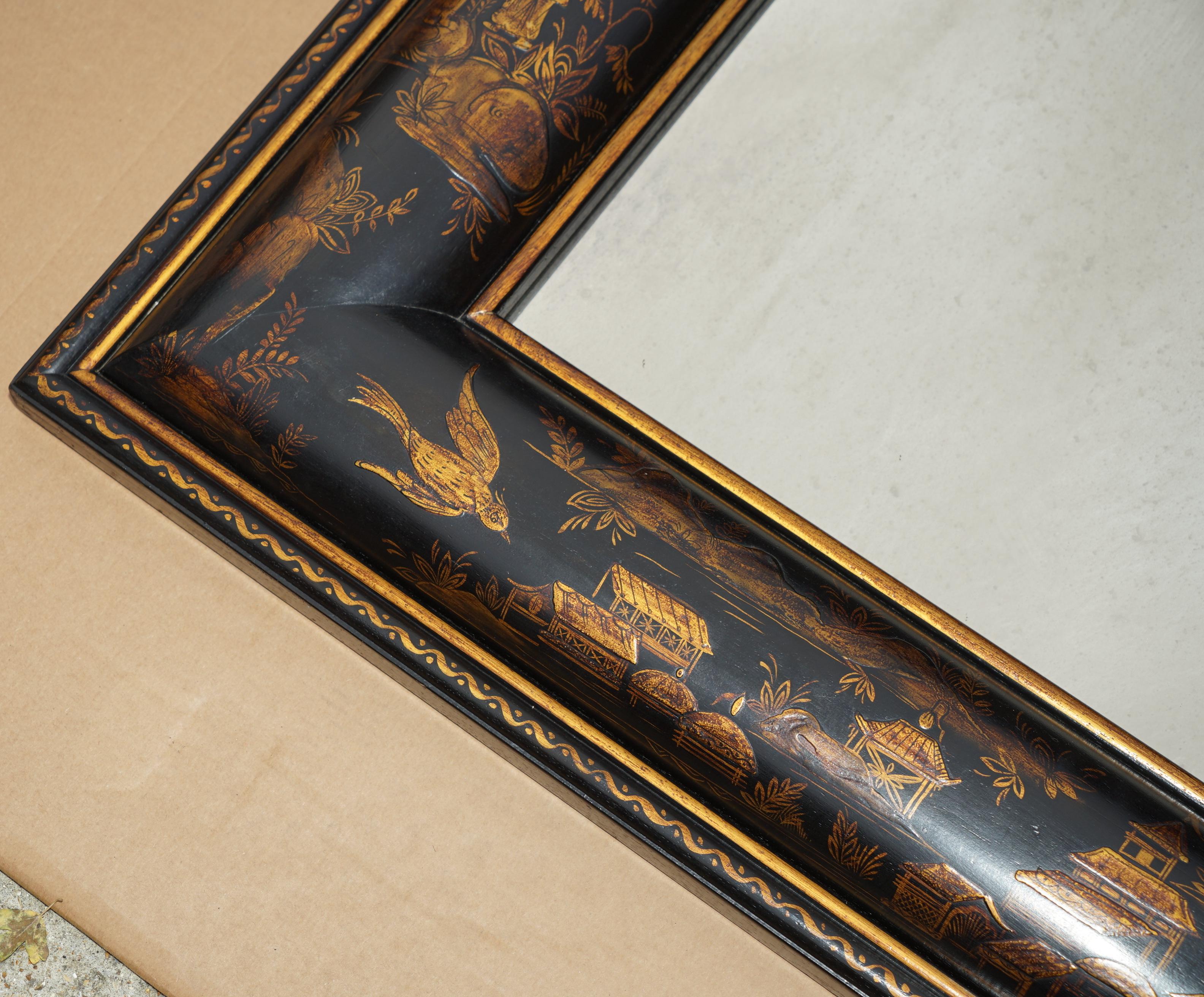 1.1 METRE MIROIR CHINOISERIE EN COUSSIN AVEC PEINTURES ORNALES A LA MAIN en vente 7