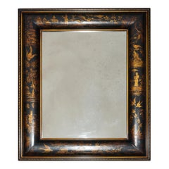 1.1 METER CHINESE CHiNOISERIE CUSHION FRAMED MIRROR WITH ORNATE HAND PAINTINGS 1.1 METER CHINESE CHiNOISERIE CUSHION FRAMED MIRROR WITH ORNATE HAND PAINTINGS