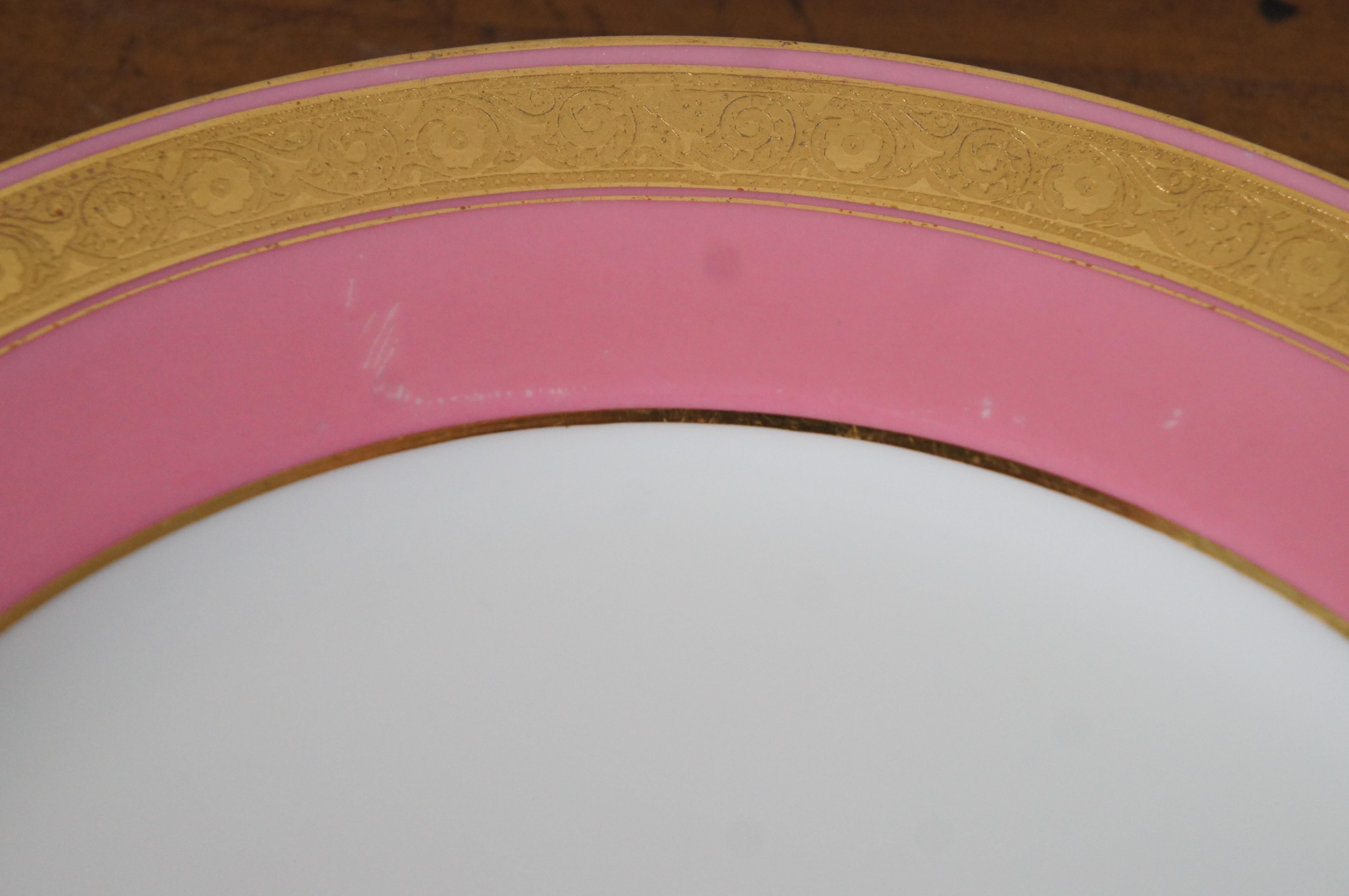 11 Minton Davis Collamore Broadway Pink & Gold Encrusted Salad Plates 2