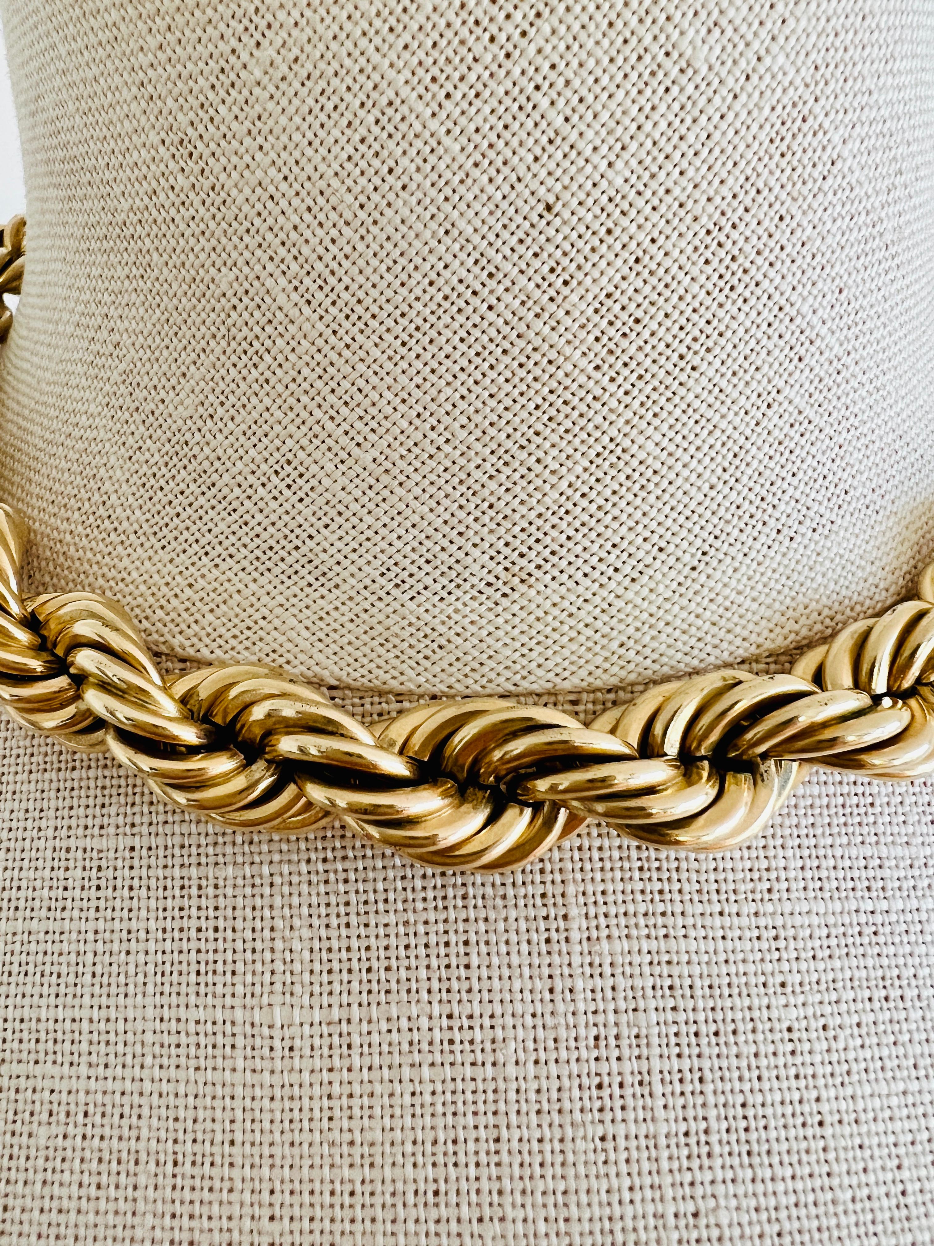Contemporary 11 MM 12k Gold Filled Rope Chain Choker Necklace or Bracelet