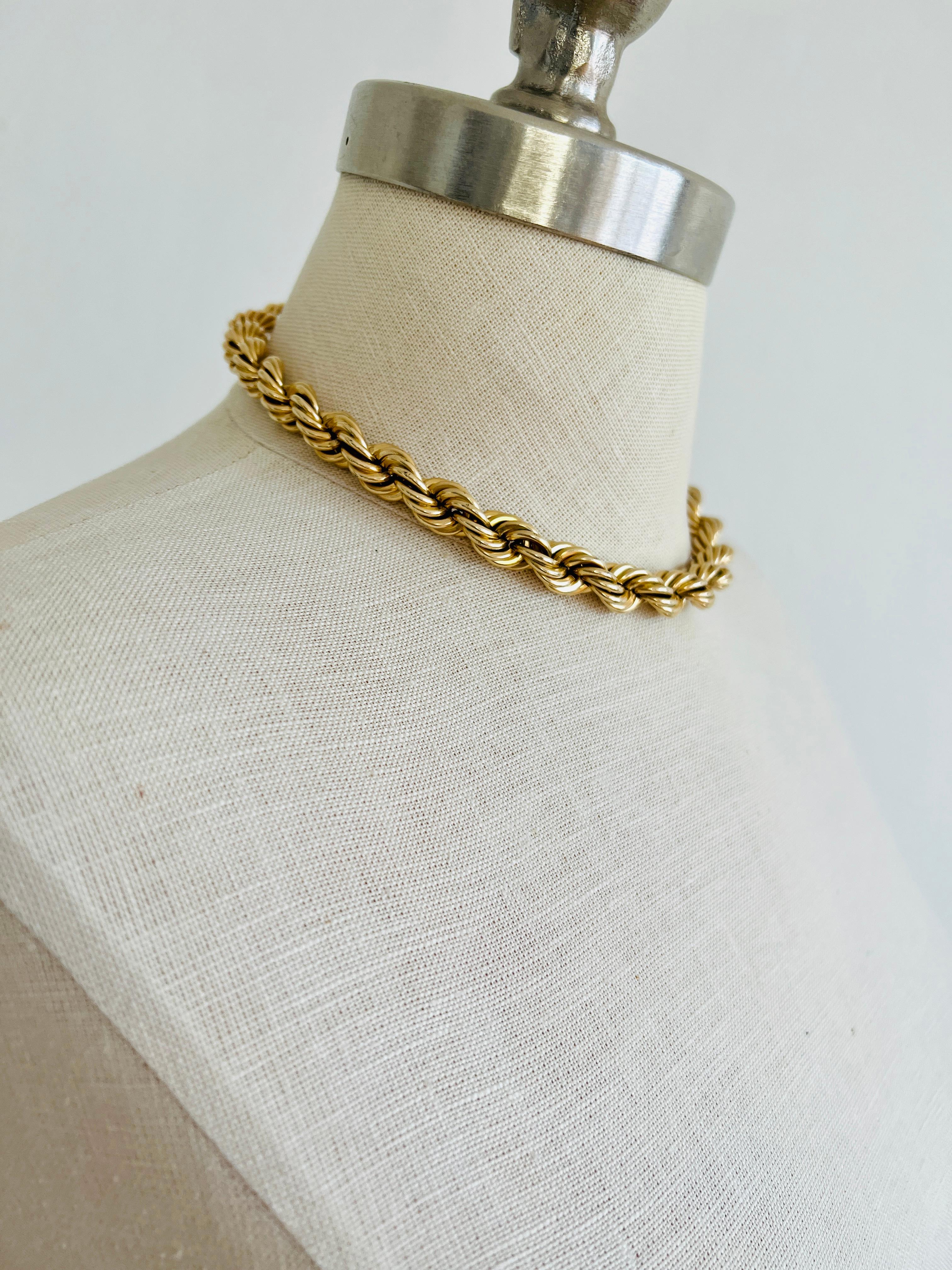 11 MM 12k Gold Filled Rope Chain Choker Necklace or Bracelet In Good Condition In Sausalito, CA
