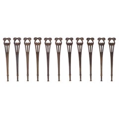 Antique 11 Piece Set Art Nouveau Railing Balusters Floral Design