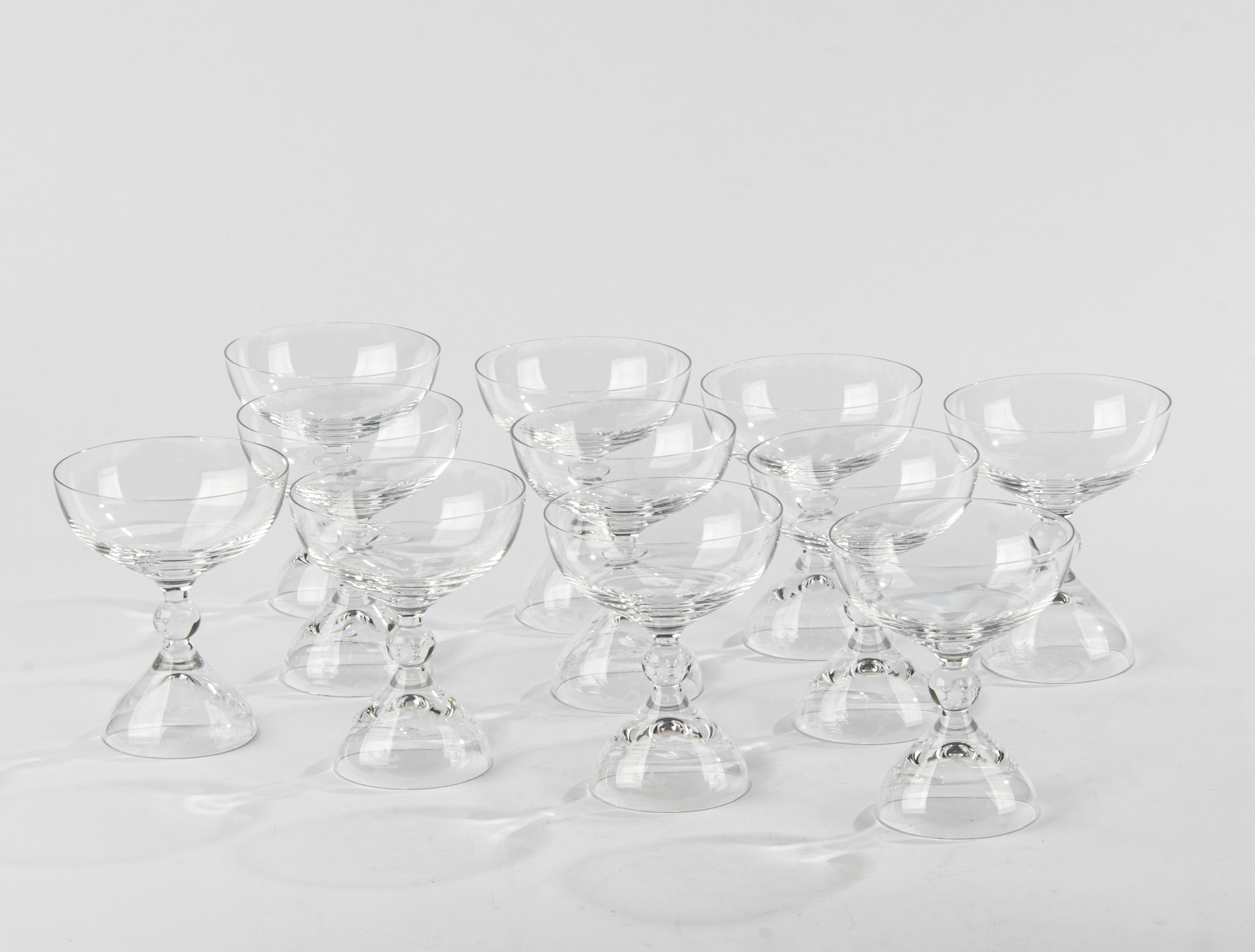 11-teiliges Kristall-Champagnergläser-Set – Rosenthal Magic Flute (Moderne der Mitte des Jahrhunderts)