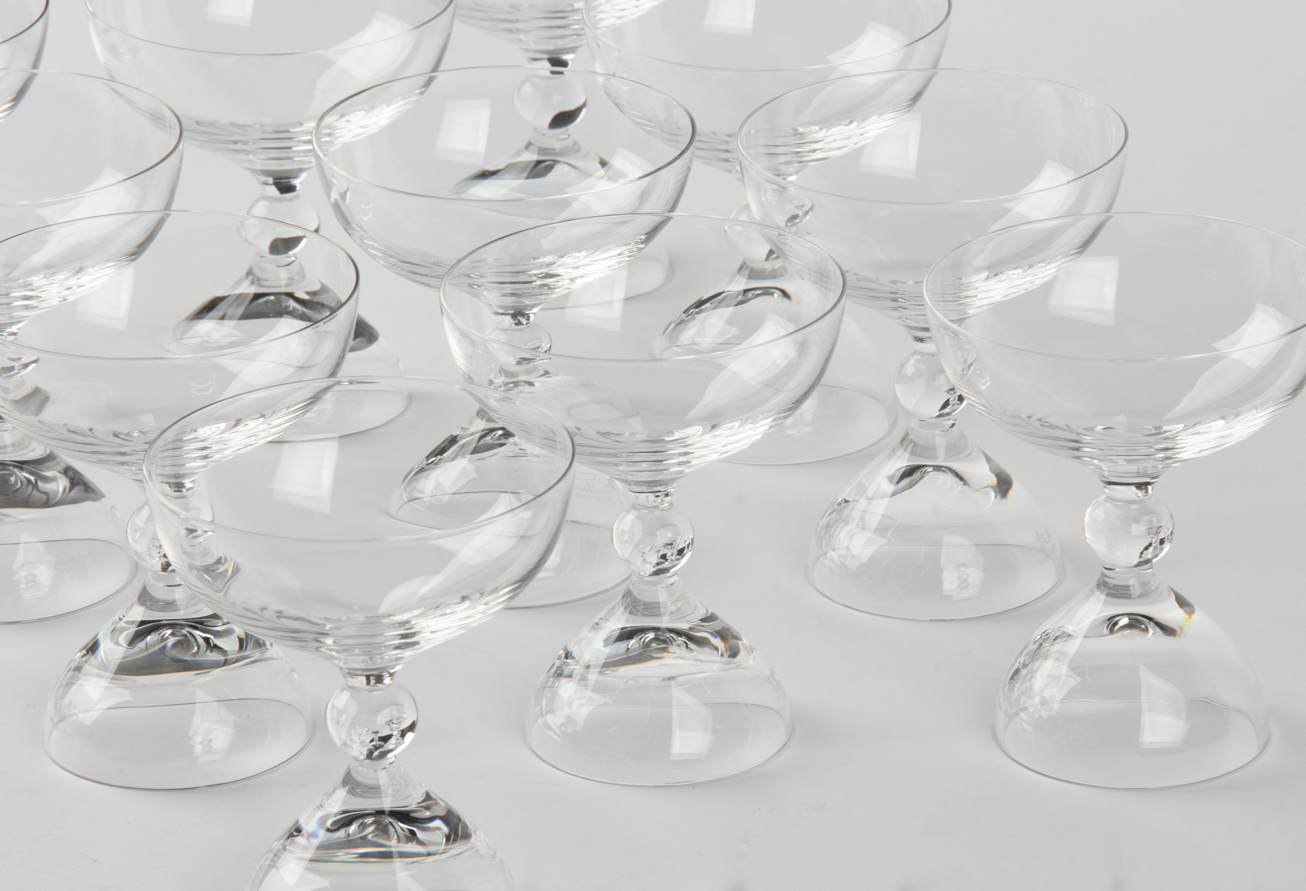 Mid-Century Modern 11-Piece Set Crystal Champagne Glasses - Rosenthal Magic Flute