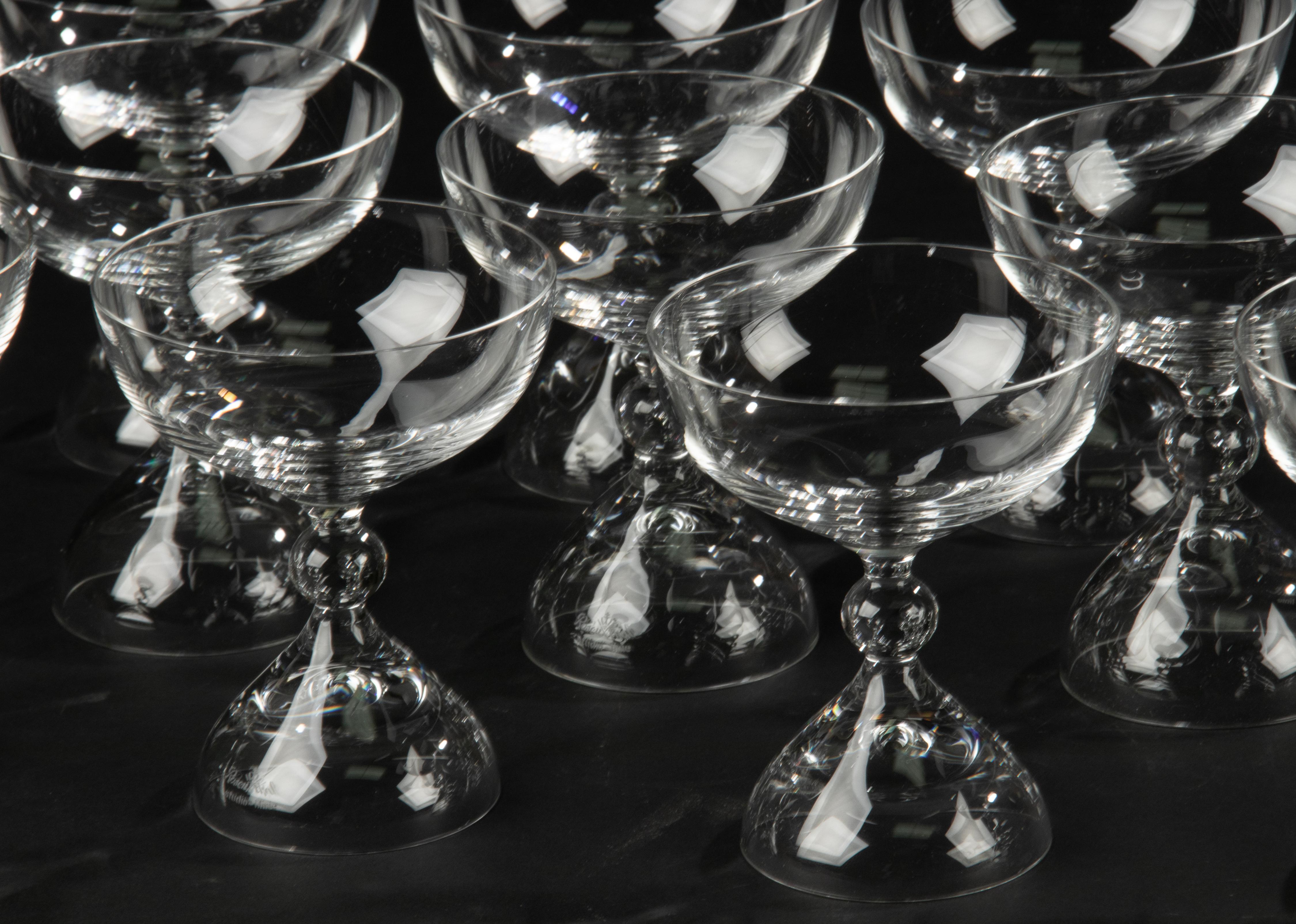 Hand-Crafted 11-Piece Set Crystal Champagne Glasses - Rosenthal Magic Flute