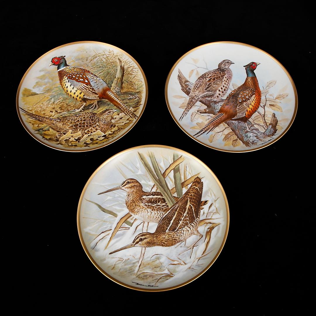 Basil Ede for Franklin porcelain, 11 pcs, D 22.5 cm, 1978

here is an extract from NY Times Magazine dated November 19, 1978..

The Game Bird Plates. The plates will be crafted in France, by the world-renowned firm of Haviland of Limoges. The