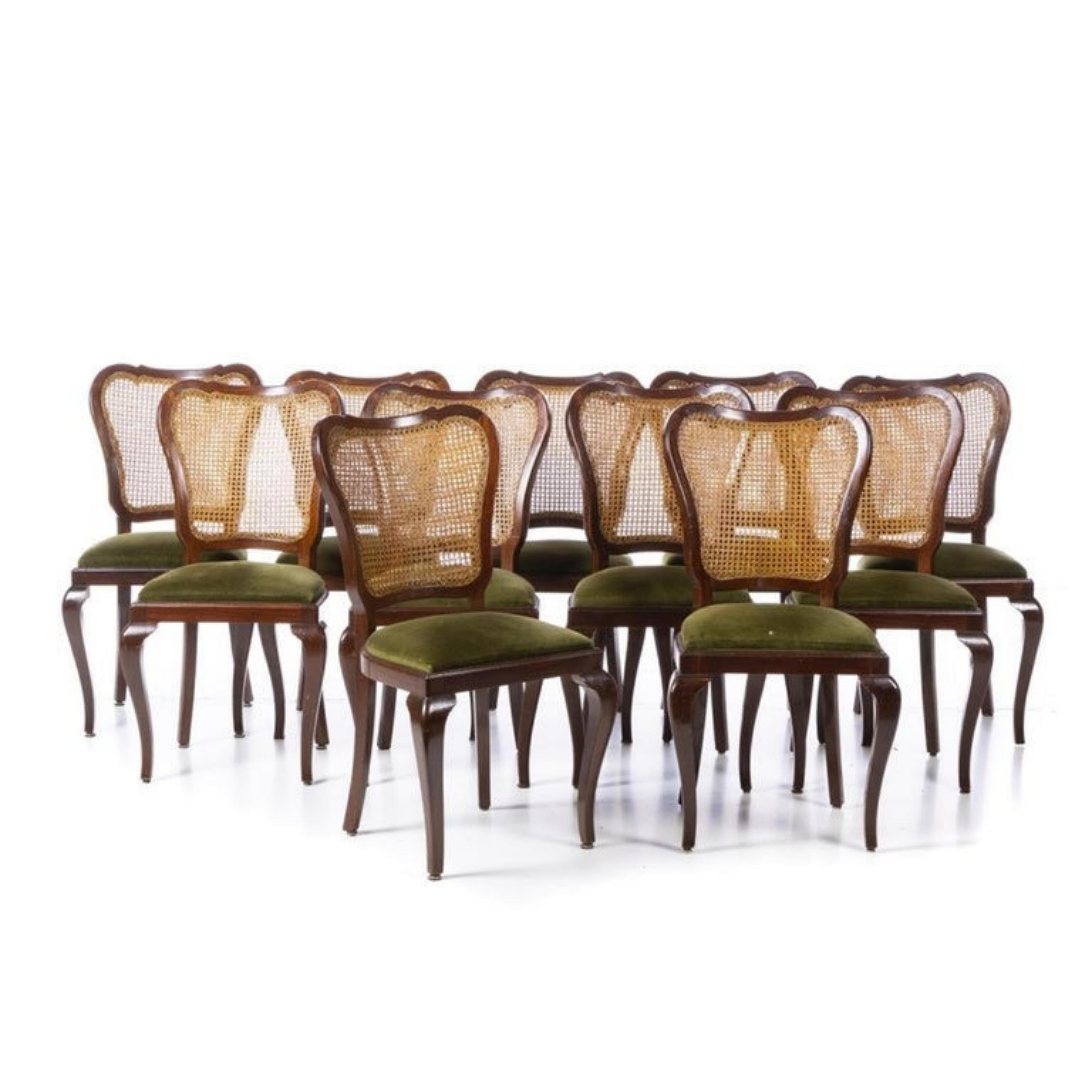 Baroque 11 Portuguese Chairs from the 20th Century in Mahogany For Sale