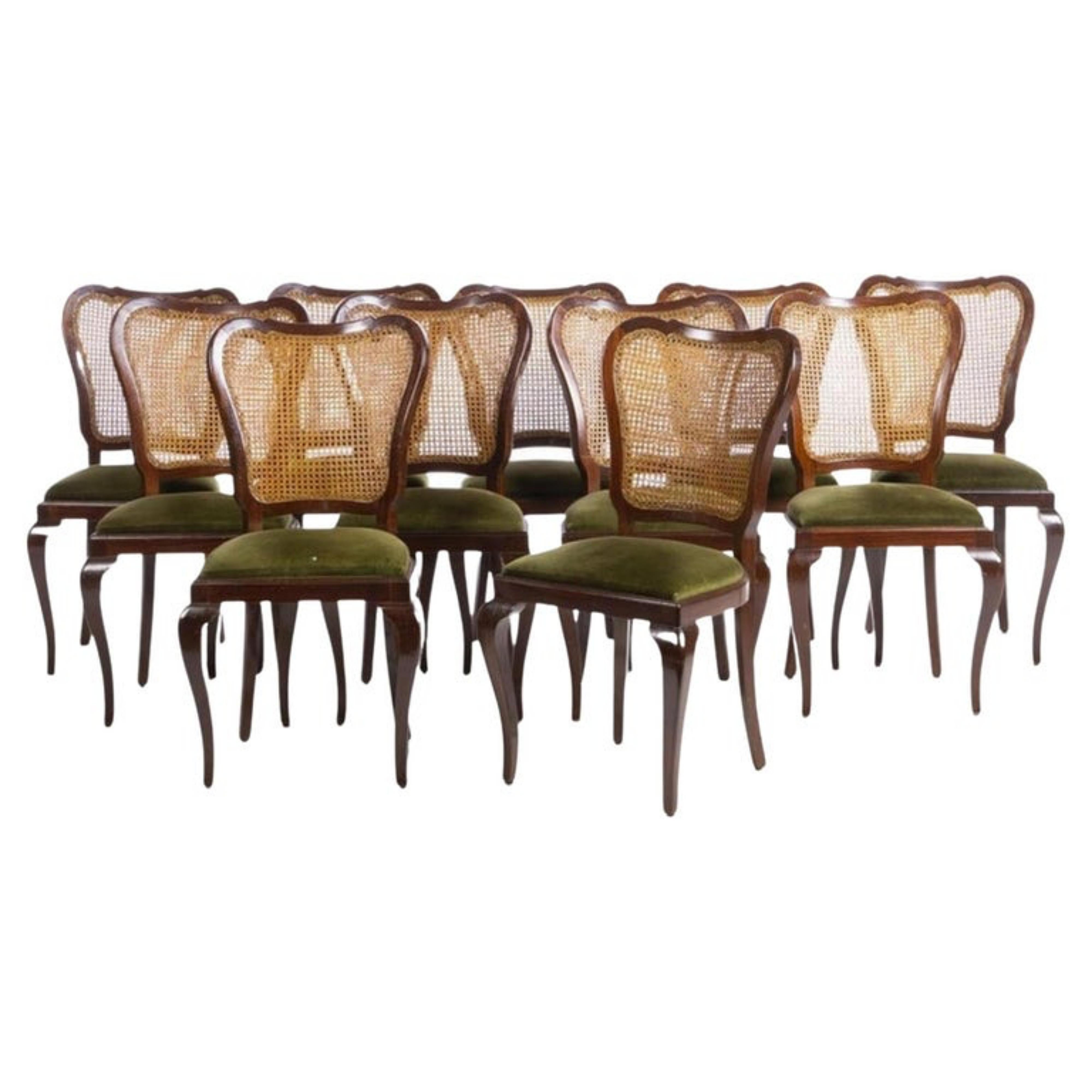 11 Portuguese Chairs from the 20th Century in Mahogany In Good Condition For Sale In Madrid, ES
