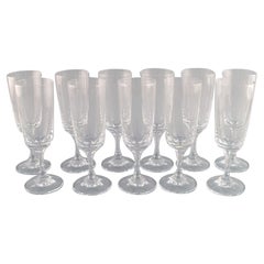 11 René Lalique Chenonceaux Champagne Flutes in Clear Mouth-Blown Crystal Glass