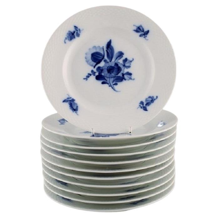 11 Royal Copenhagen Blue Flower Braided Plates, Mid-20th C