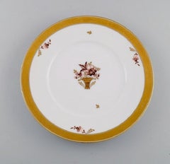 11 Royal Copenhagen Golden Basket Porcelain Dinner Plates with Flowers