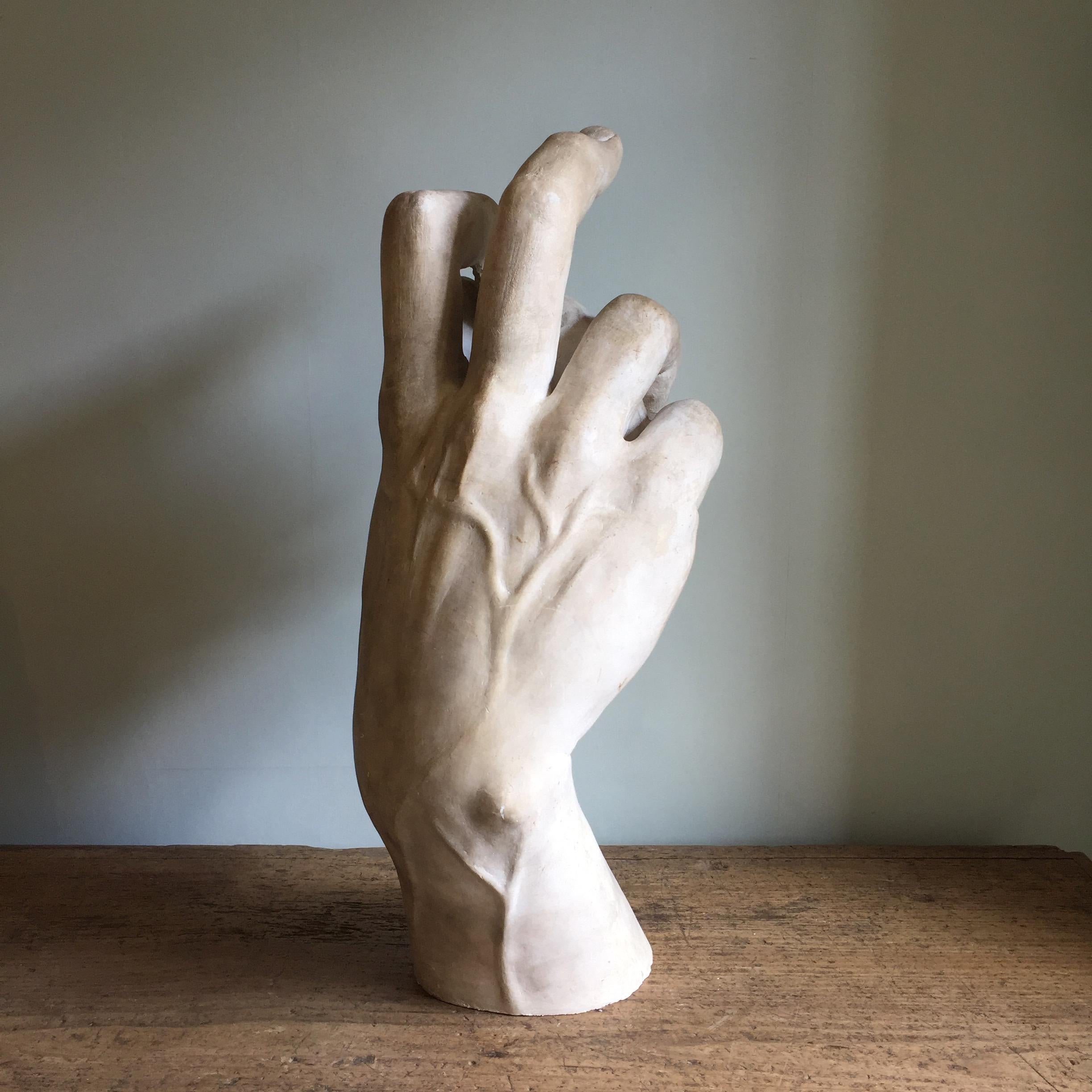 A wonderfully accurate plaster right hand of Michelangelo's David. 

We believe due to the huge scale of the piece that it is a 1:1 representation of the famous marble sculpture which stands almost 17ft high.

The original masterpiece is on