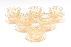 11 Sets Elaborate Crystal & Gilt Dessert Bowls 23 Pieces Attributed to Moser