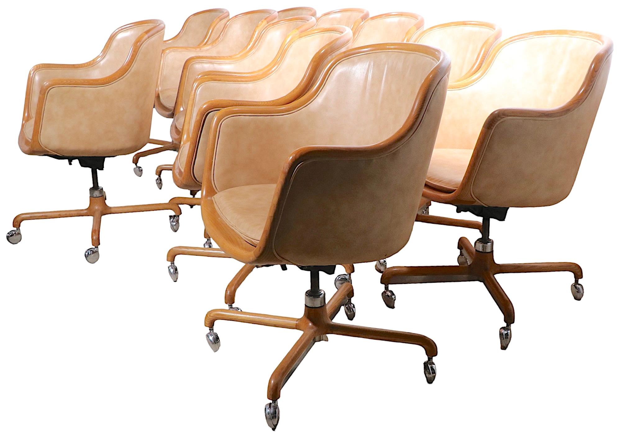 American  11 Swivel Tilt Desk Dining Swivel Tilt Chairs by Ward Bennet for Brickel For Sale