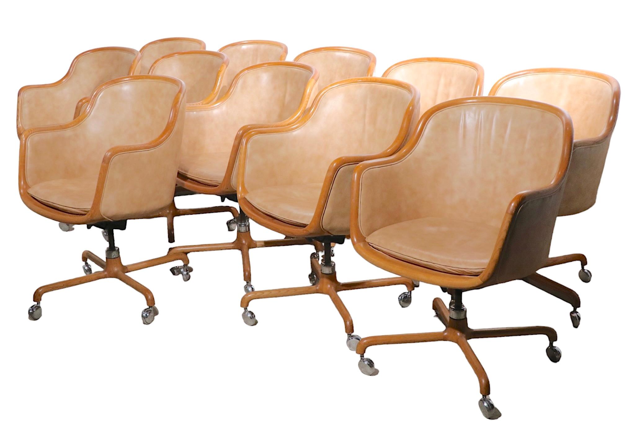 Mid-20th Century  11 Swivel Tilt Desk Dining Swivel Tilt Chairs by Ward Bennet for Brickel For Sale