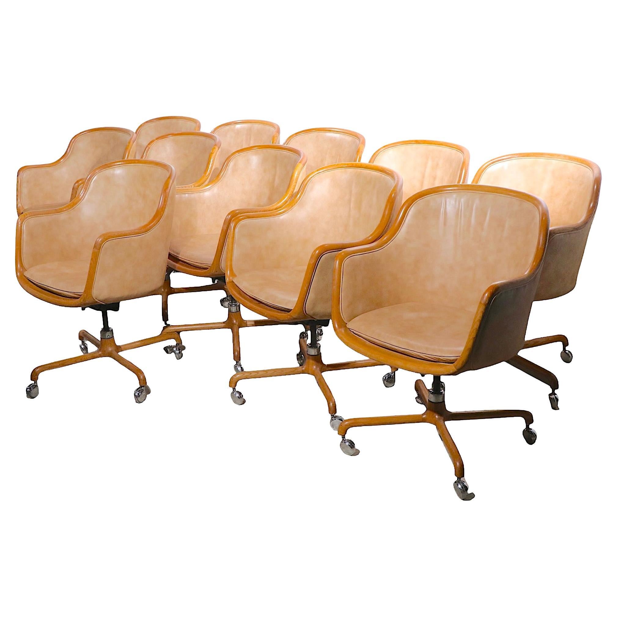  11 Swivel Tilt Desk Dining Swivel Tilt Chairs by Ward Bennet for Brickel For Sale