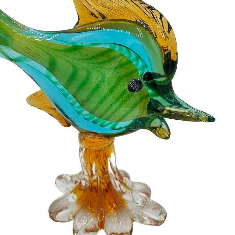 Vetro Scultura di pesce angelo in vetro veneziano multicolore alta 11