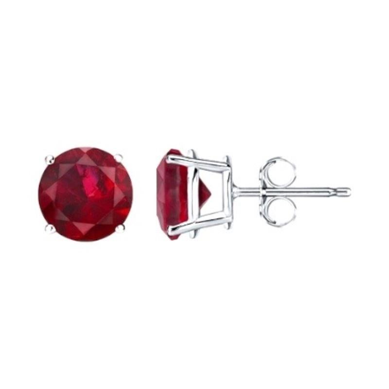 Oval Cut 1.1 to 1.20 Ct Oval Gemstone Ruby Stud Earrings - 14K White Gold For Sale