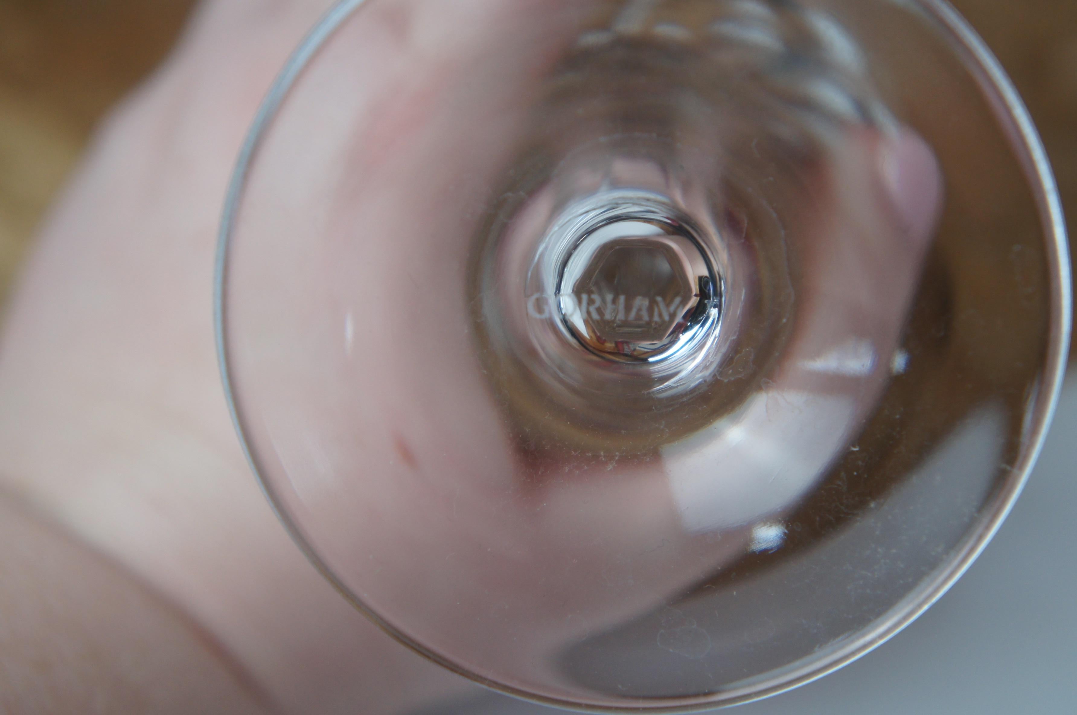 20th Century 11 Vintage Gorham Cut Crystal Diamond Stemware Wine Water Goblets Glasses