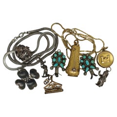 11 Vintage Necklace Charms Pendants Chains Sylvester Dwarf Cigarette Cutter