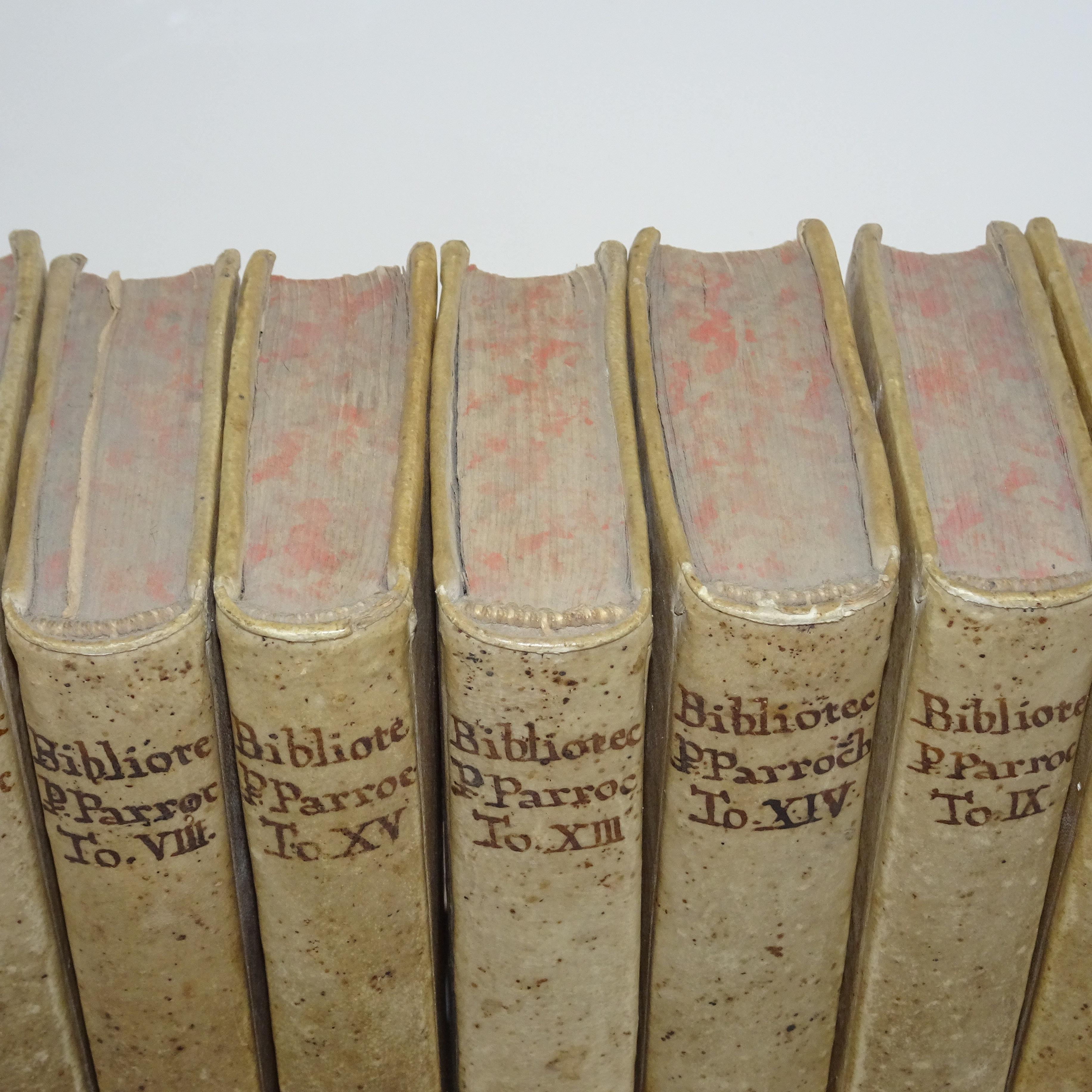 Collection of 11 Volumes of Vellum books from the 18th century. The books are all vellum.