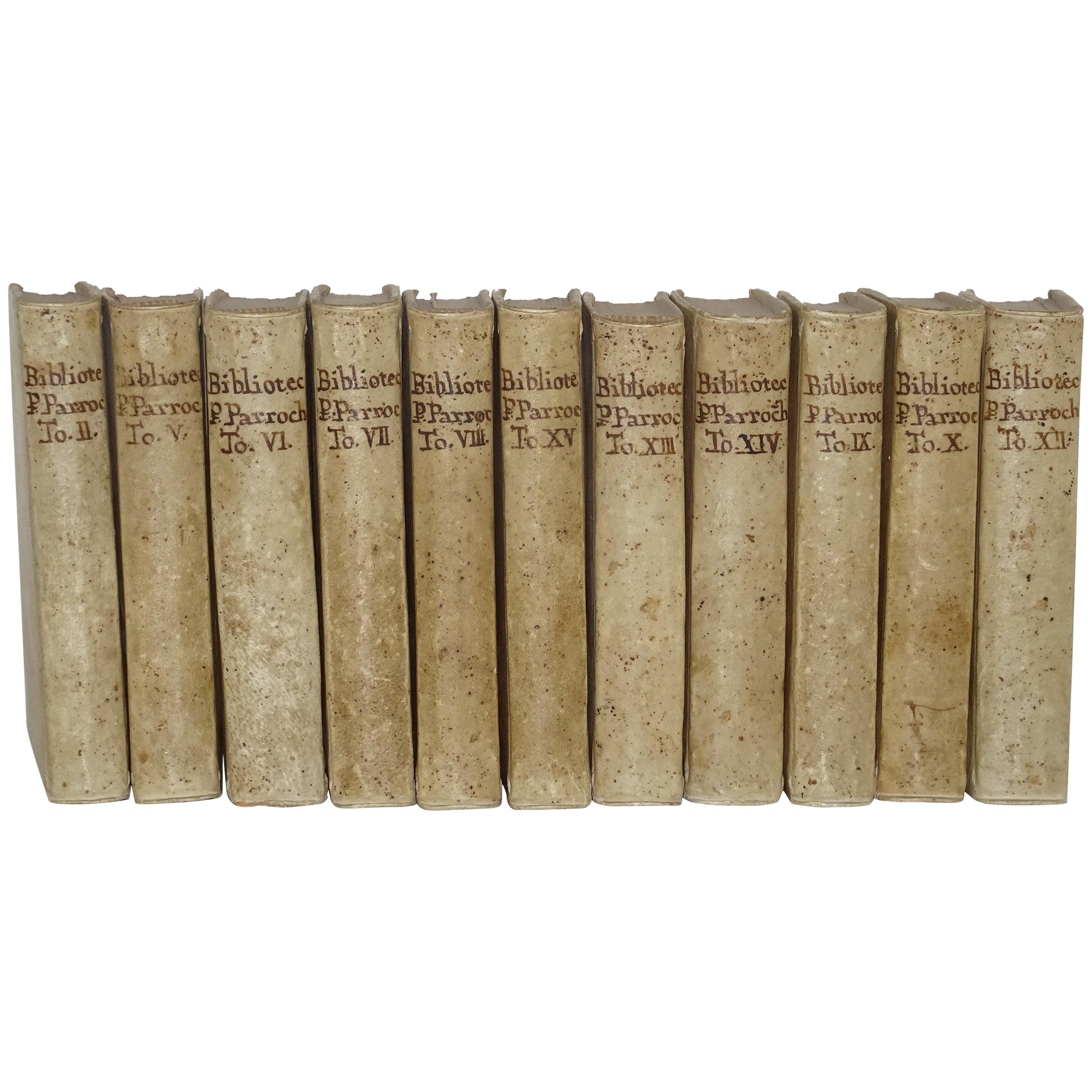 11 Volumes of 18th Century Vellum Books For Sale