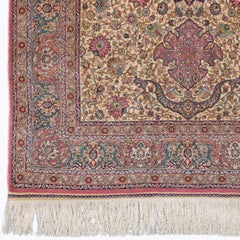 Tapis en soie de Hereke de qualité, signé, 11 x 11 – Milieu du XXe siècle