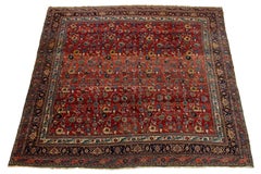 11 x 12 Antique Bidjar Handmade Allover Red Wool Rug Back From The 1890s