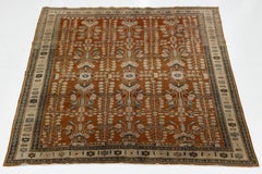 11 x 13 Authentic Antique Bakhtiari Tribal Wool Rug Floral Design Terracotta