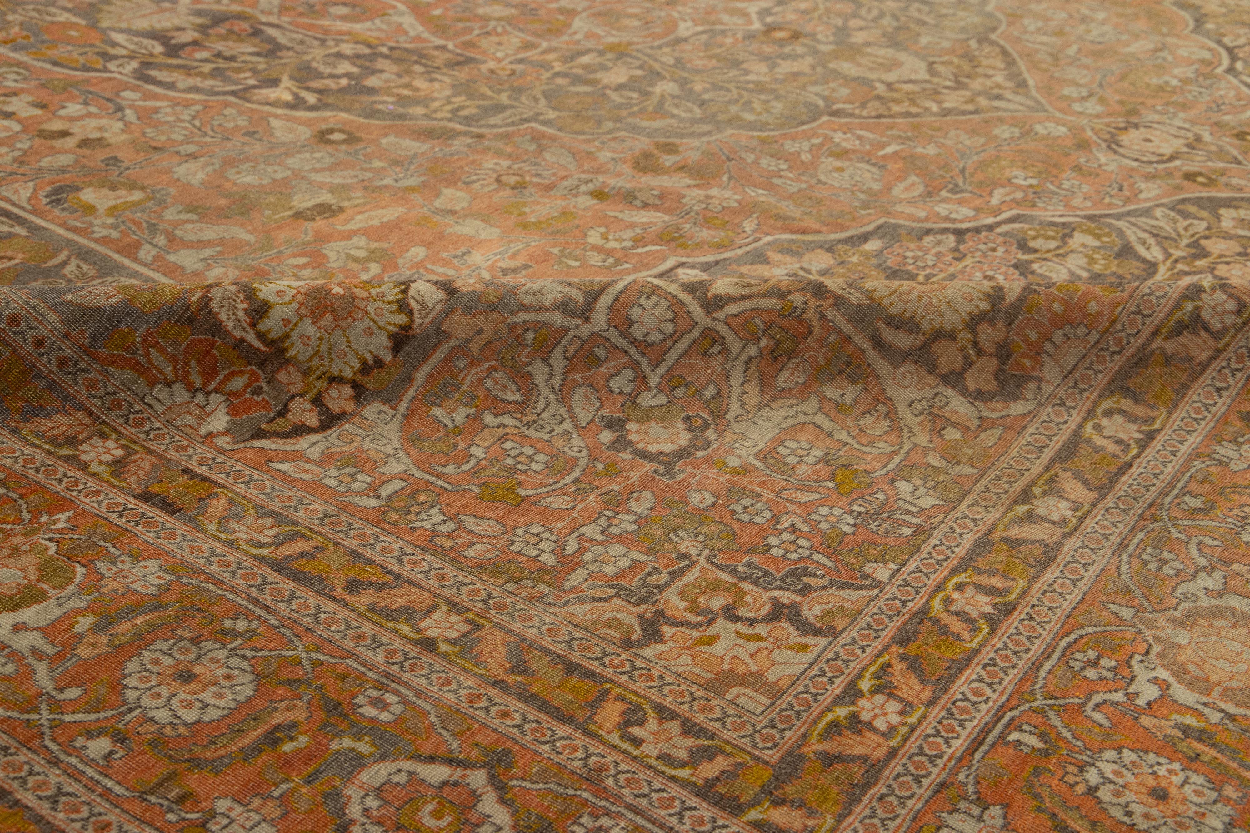 20th Century 11 X 13 Rust Handmade Tabriz Wool Rug Medallion Design For Sale