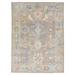 11 x 14 Modern Designed Sultanabad Wool Rug Handmade In Warm Beige