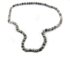 Black and Grey Cultured Tahitian Strand Necklace with 14K Clasp