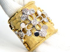 1.10 Carat 14 Karat Diamonds Spanish Goth Deco Revival Hammered Finish Band*