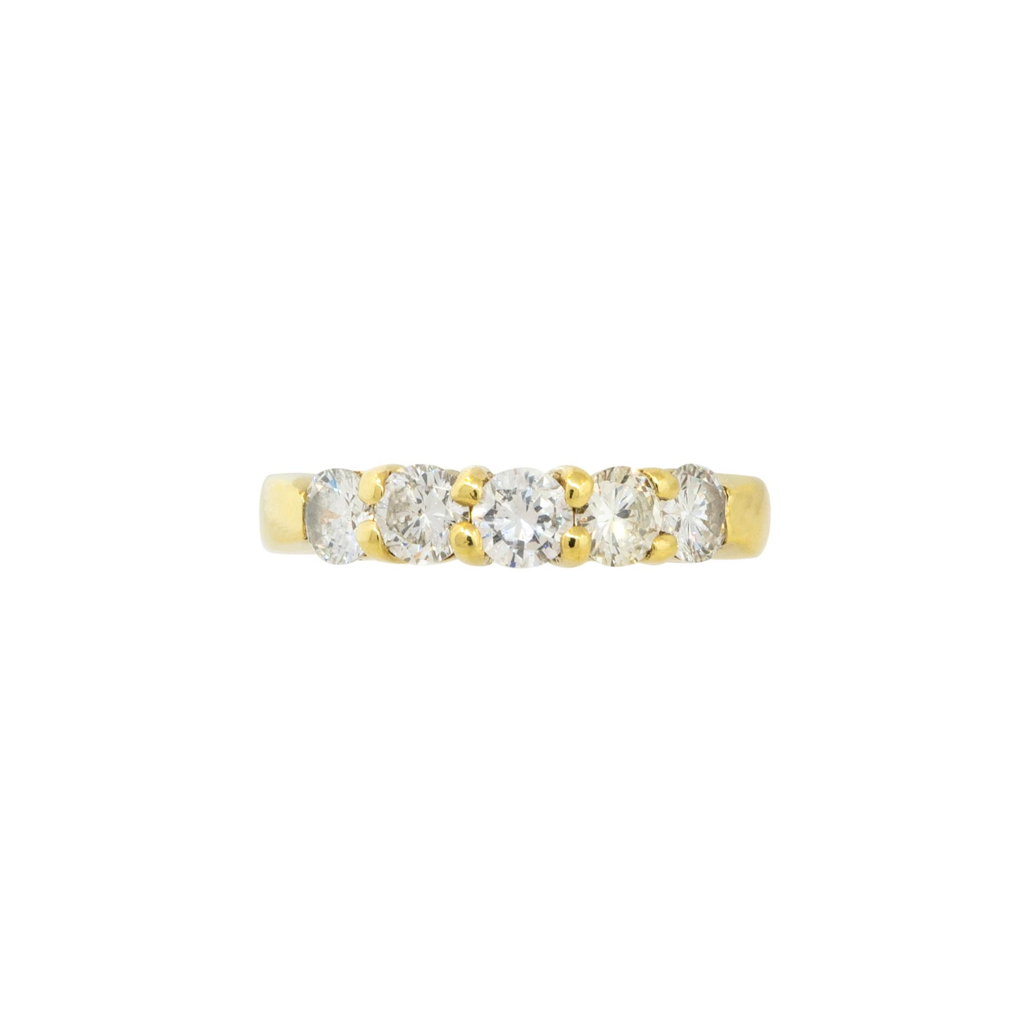 1.10 Carat 5 Diamond Bridal Band Ring 18 Karat In Stock For Sale 1